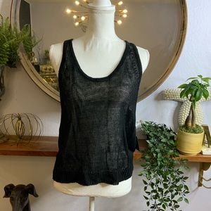Robert Rodriguez Black Open Knit Sleeveless Top L New with Tags